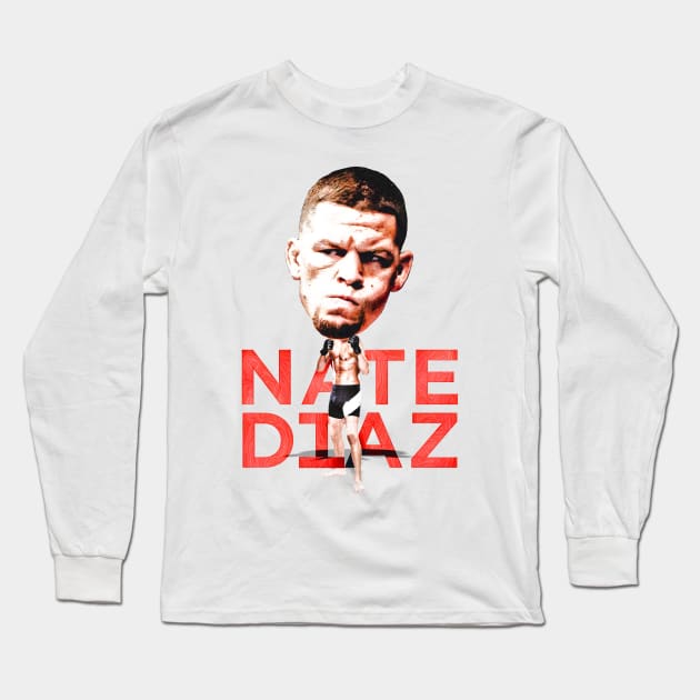 Nate Diaz Bobblehead Cartoon Long Sleeve T-Shirt by SavageRootsMMA